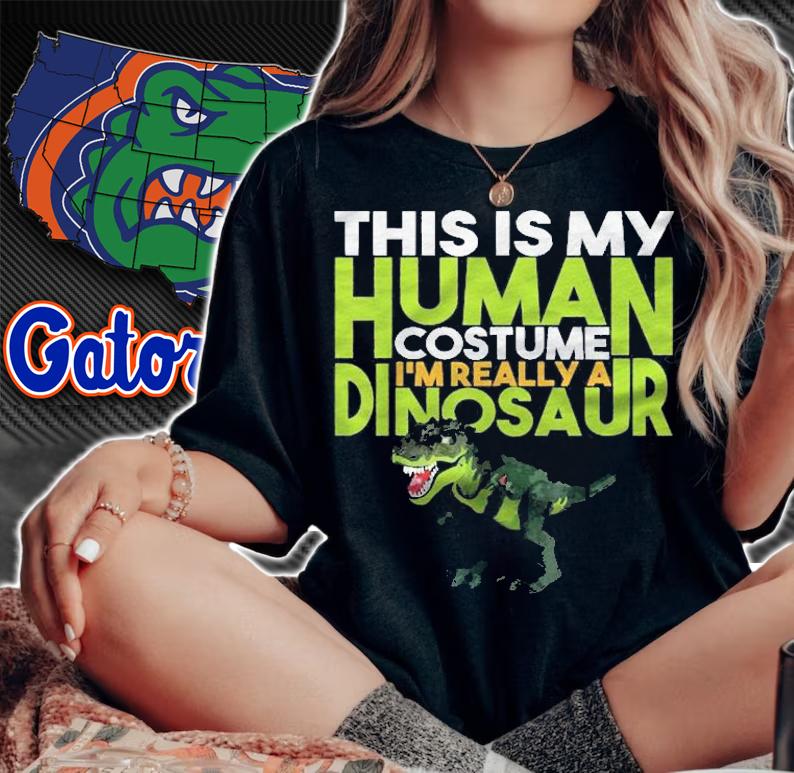 Funny Halloween This Is My Human Costume Im Really Dinosaur Shirt t-shirt