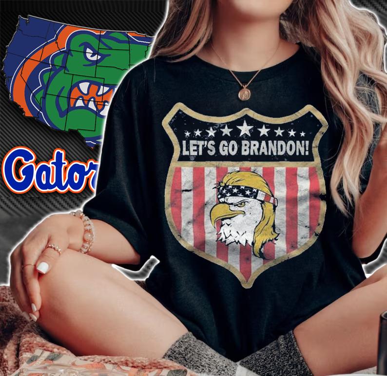 Let's Go Brandon Shield Eagle USA Flag T-Shirt t-shirt
