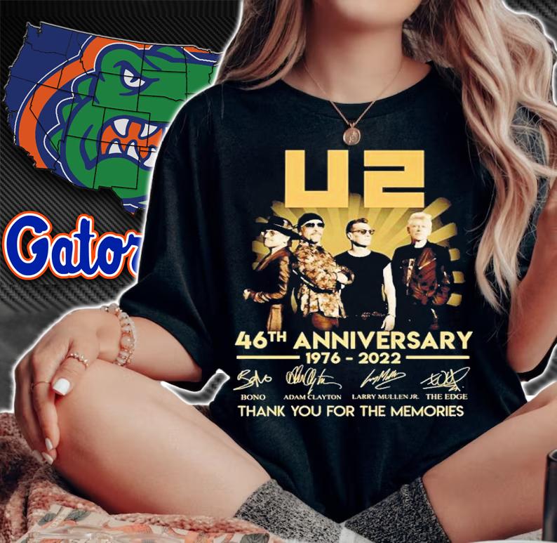 U2 46th Anniversary 1976-2022 Signatures Thank You For The Memories Shirt t-shirt