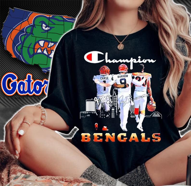 Champion Bengals Chase Burrow and Mixon 2022 signature shirt t-shirt