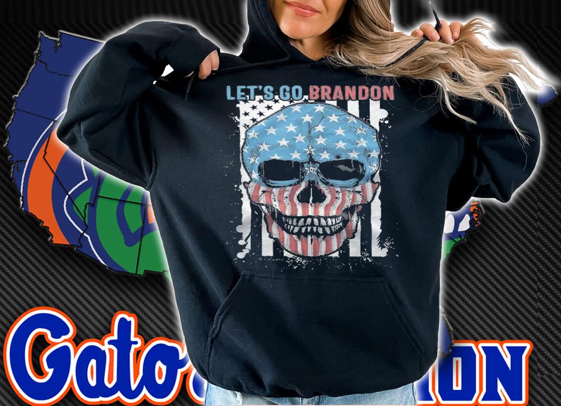 Let's Go Brandon Chant Halloween Skull Conservative Vintage US Flag T-Shirt t-shirt hoodie