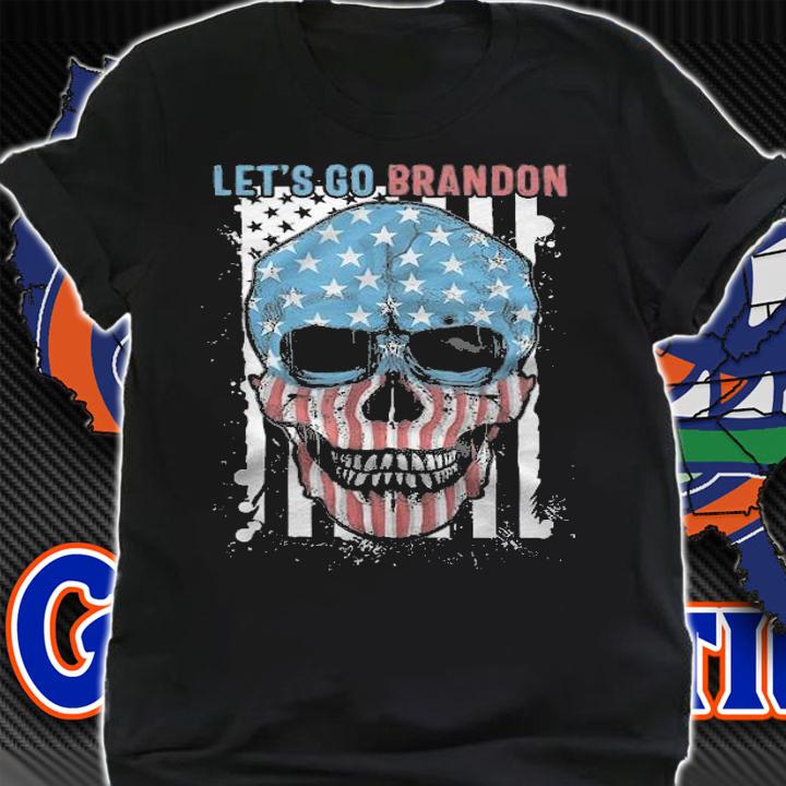 Let's Go Brandon Chant Halloween Skull Conservative Vintage US Flag T-Shirt t-shirt shirt