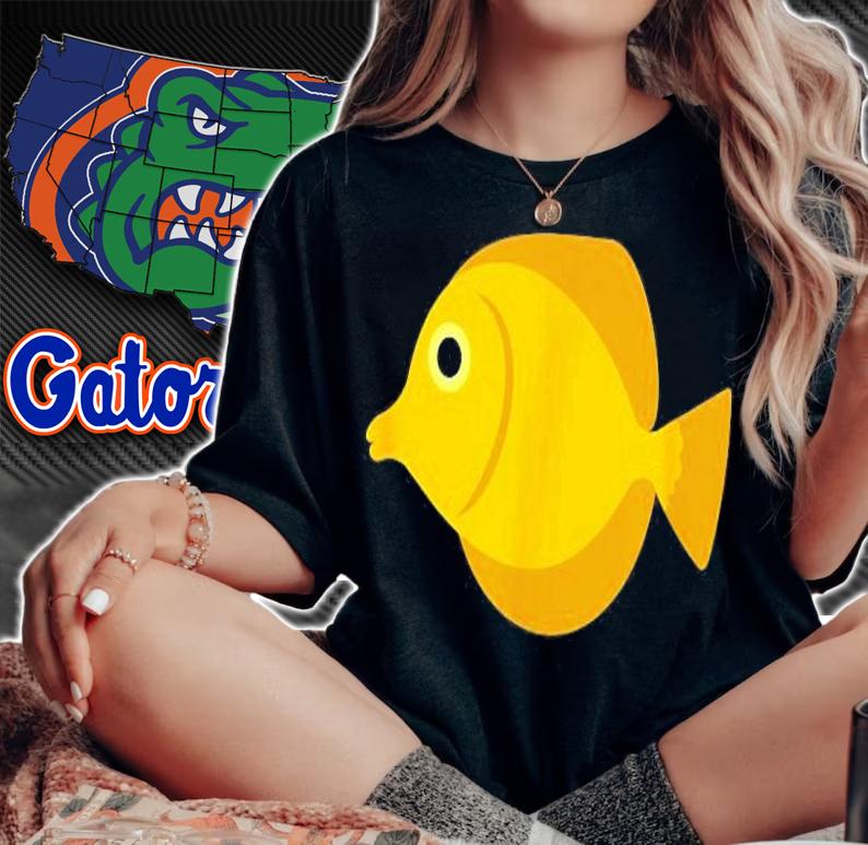 Yellow Tang Fish Print Animal Shirt t-shirt woman shirt