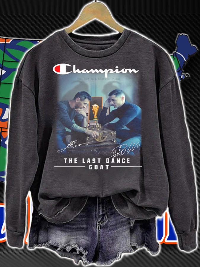 Champion Lionel Messi and Cristiano Ronaldo The Last Dance Goat Signatures t-shirt
