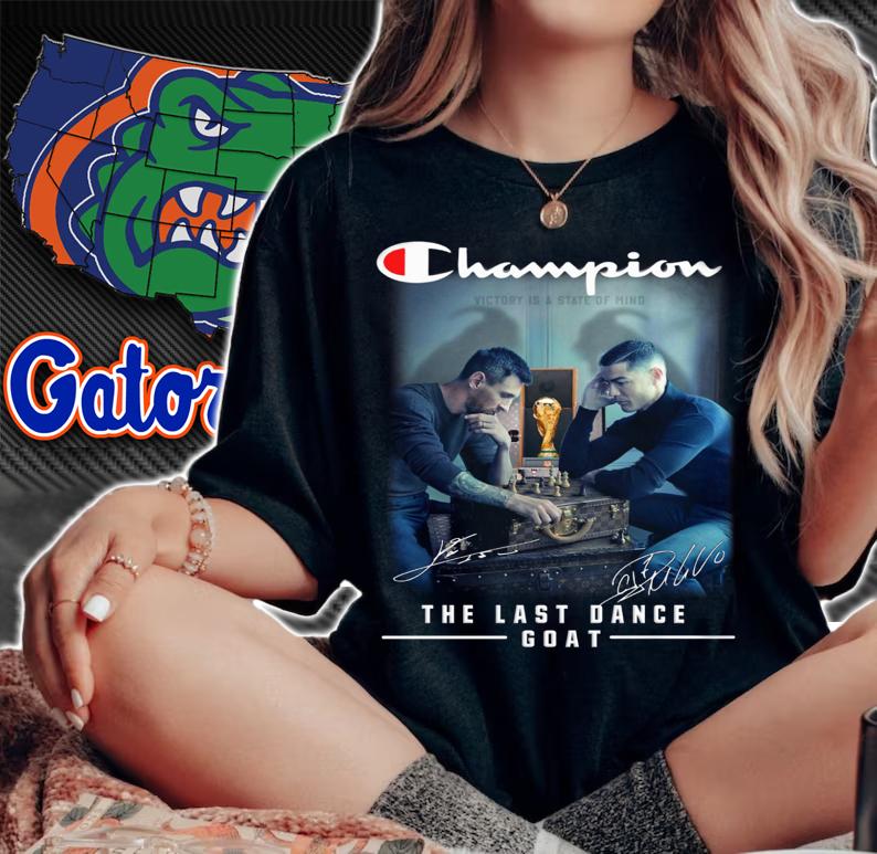 Champion Lionel Messi and Cristiano Ronaldo The Last Dance Goat Signatures t-shirt