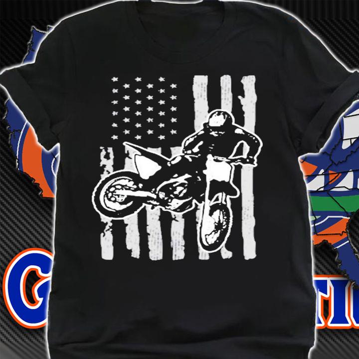 Retro Dirt Bike American Flag Motocross Enduro Rider Gift Pullover T-Shirt t-shirt shirt