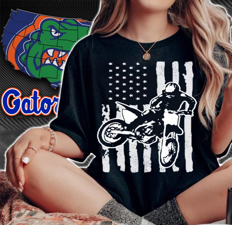 Retro Dirt Bike American Flag Motocross Enduro Rider Gift Pullover T-Shirt t-shirt woman shirt