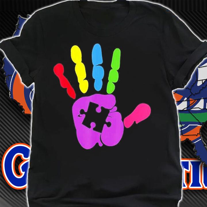 Strong Hand Puzzle Piece Autism Awareness T-Shirt t-shirt