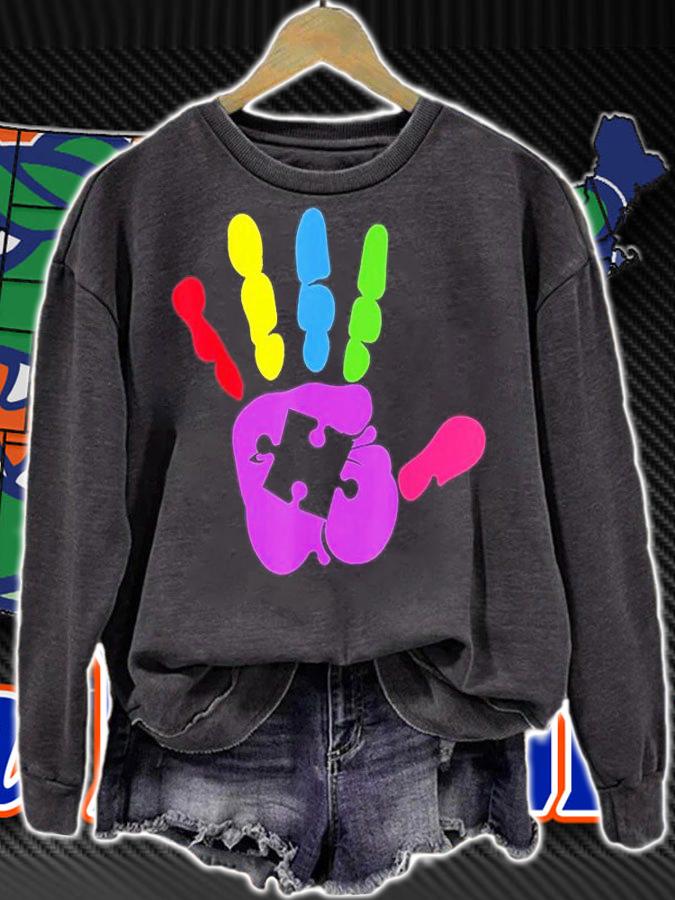 Strong Hand Puzzle Piece Autism Awareness T-Shirt t-shirt