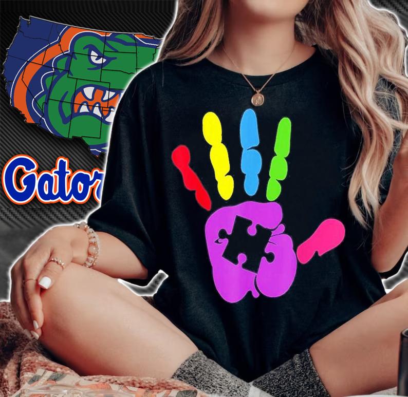 Strong Hand Puzzle Piece Autism Awareness T-Shirt t-shirt