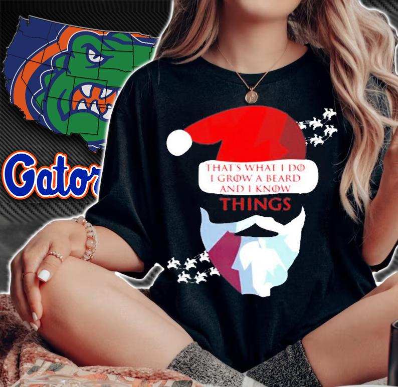 I Grow Beard And I Know Things Santa Christmas Gift T-Shirt woman shirt