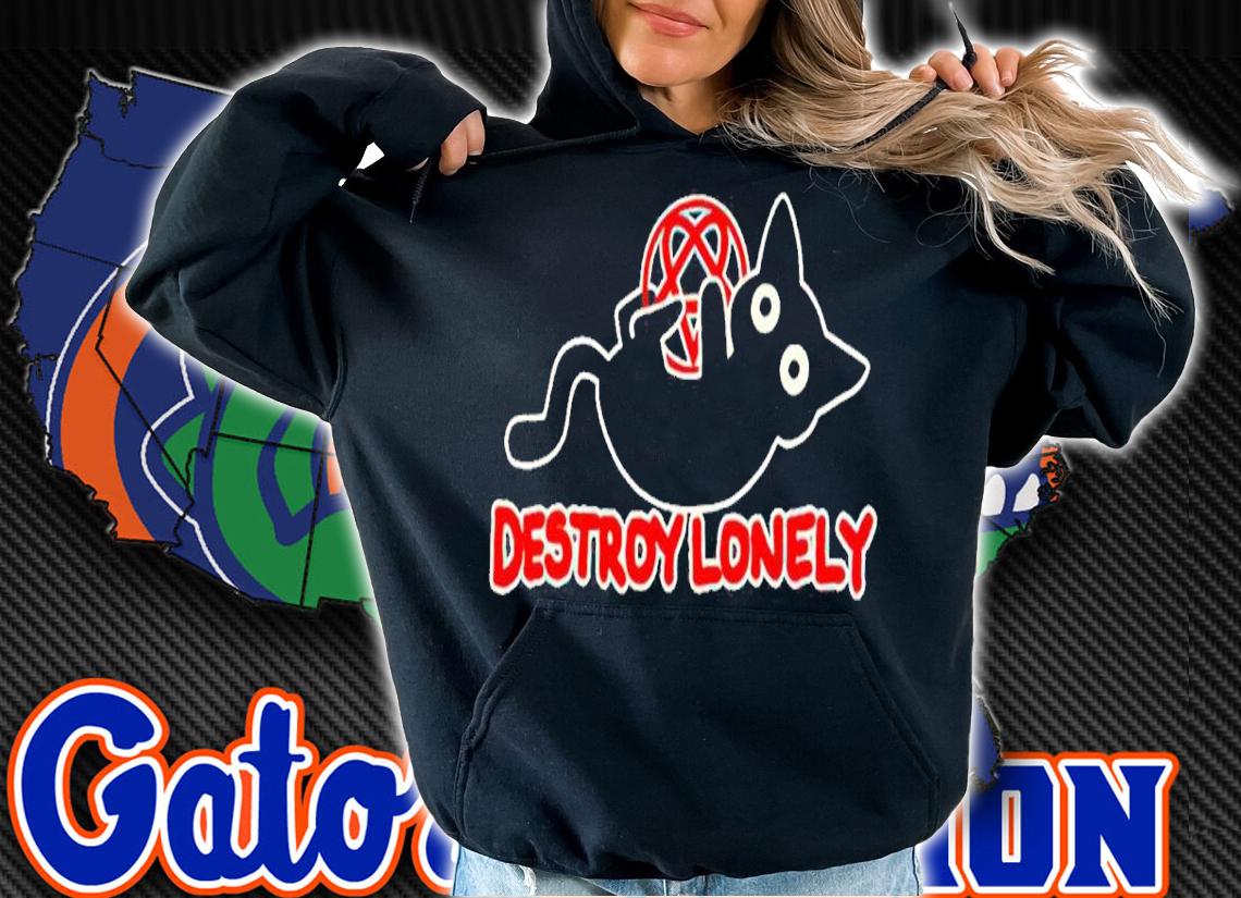 Kodone X Destroy Lonely Black Cat Shirt hoodie