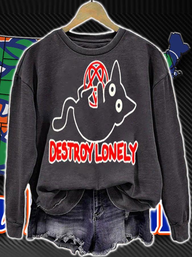 Kodone X Destroy Lonely Black Cat Shirt sweatshirt