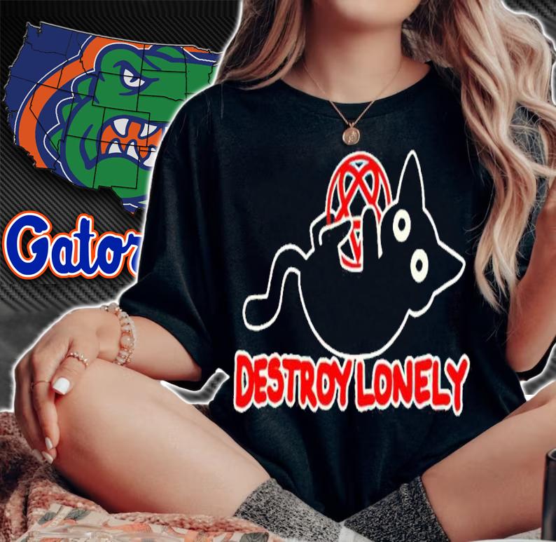 Kodone X Destroy Lonely Black Cat Shirt woman shirt
