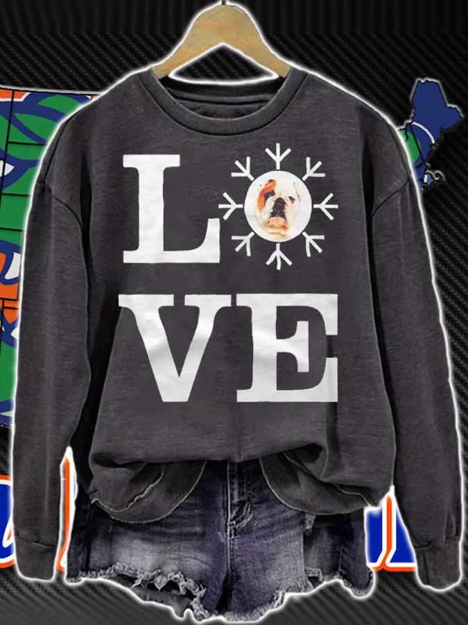 Love Snowflake Dog French Bulldog T-shirt sweatshirt