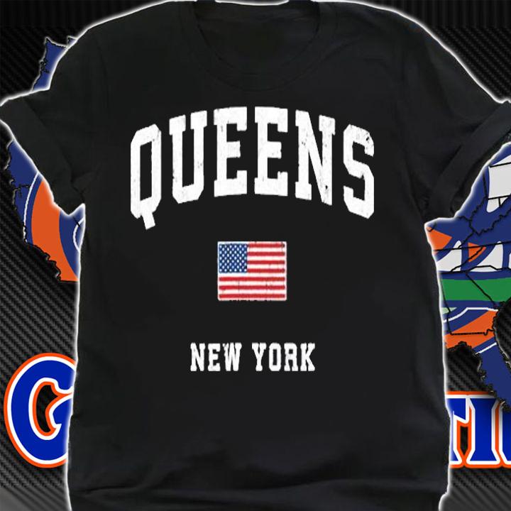 Queens New York Ny Vintage American Flag Sports Design T-Shirt shirt
