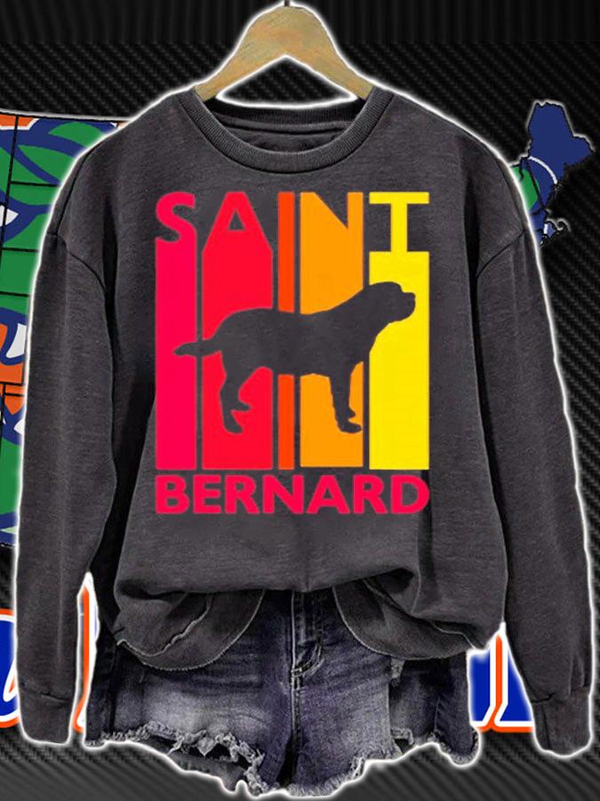Retro Saint Bernard Vintage Bernie Dog Gift For Dog Lover T-Shirt