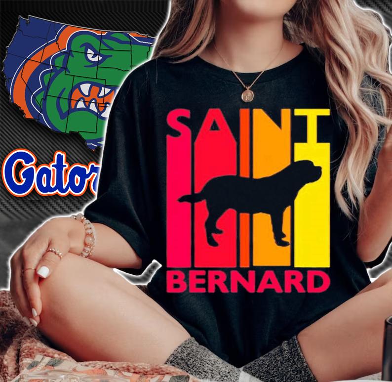 Retro Saint Bernard Vintage Bernie Dog Gift For Dog Lover T-Shirt