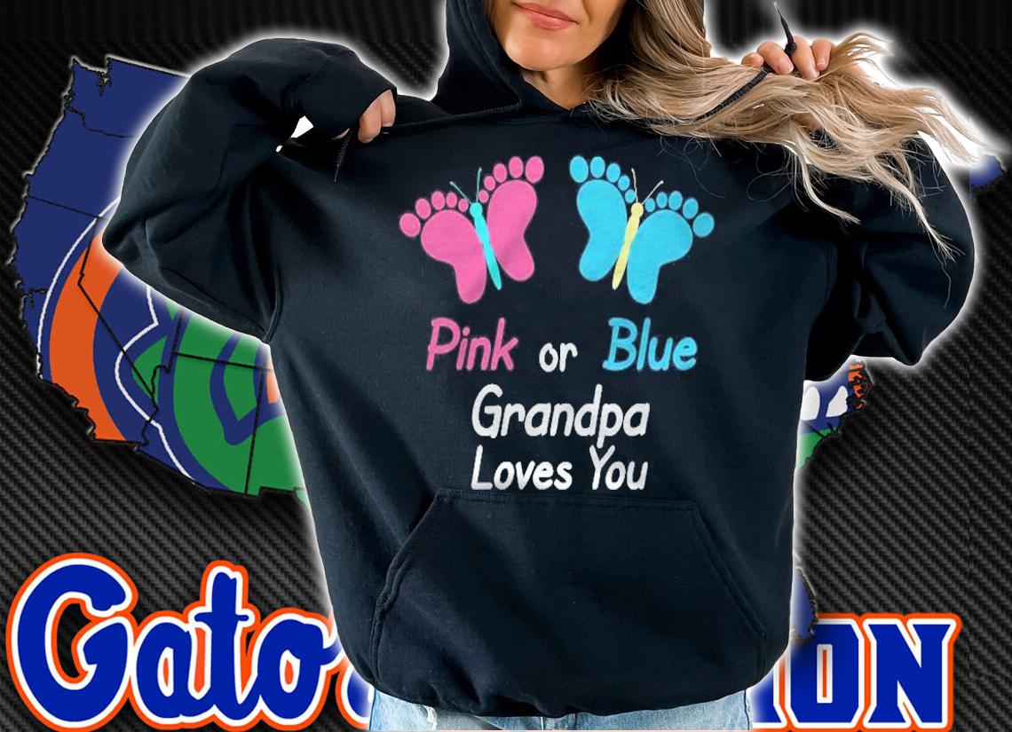 Gender Reveal Grandpa Pink Or Blue Butterflies T-shirt hoodie