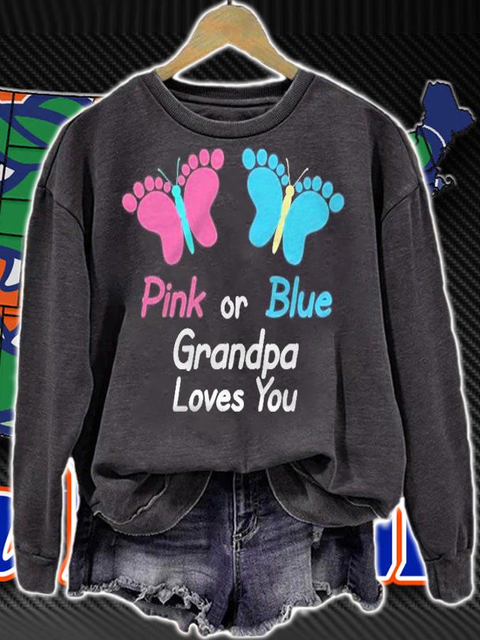 Gender Reveal Grandpa Pink Or Blue Butterflies T-shirt sweatshirt