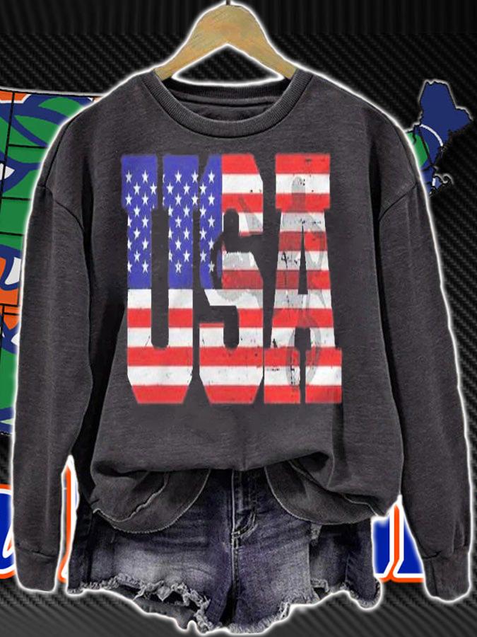 Retro Motorcycle Dirt Bike Silhouette American Flag Usa Shirt