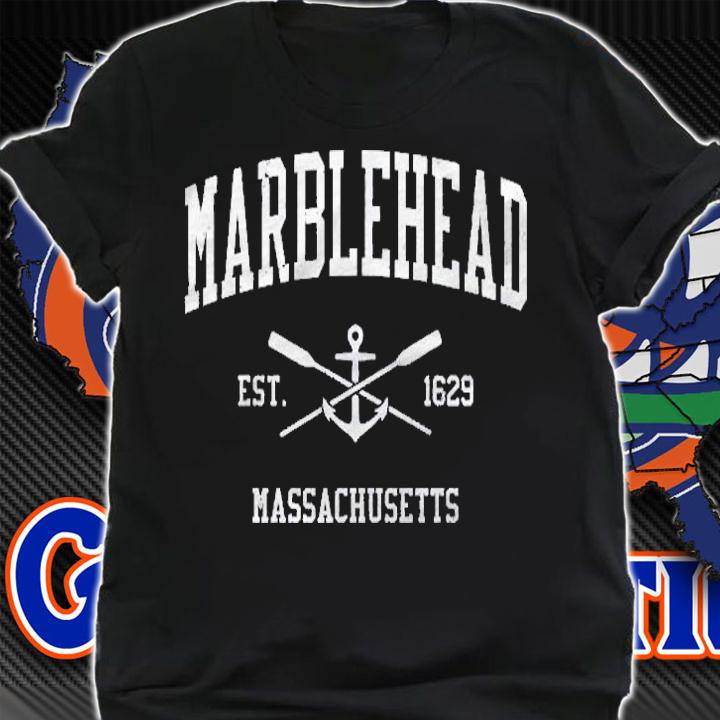 Marblehead Ma Vintage Crossed Oars & Boat Anchor Sports shirt shirt