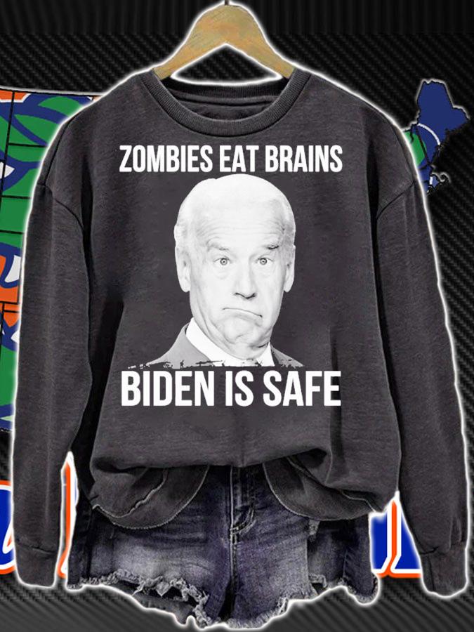 Joe Biden Zombies Eat Brains Biden Is Safe Shirt sweatshirt
