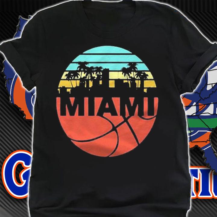 Women men vintage Miami Cityscape heat retro basketball fan t-shirt shirt