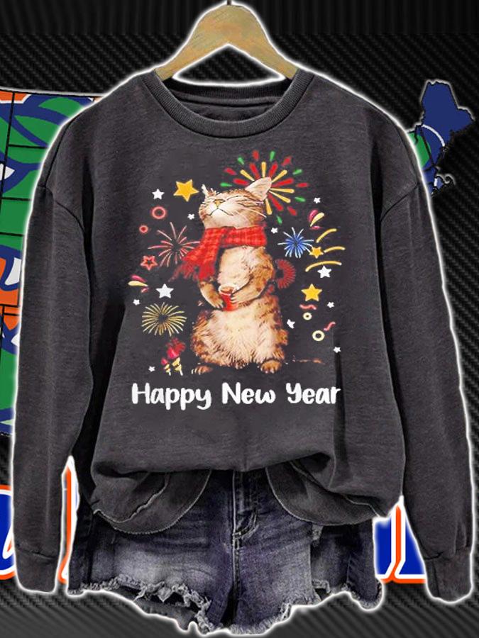 Happy New Year Funny Happy Meow Year Cat Lover Shirt