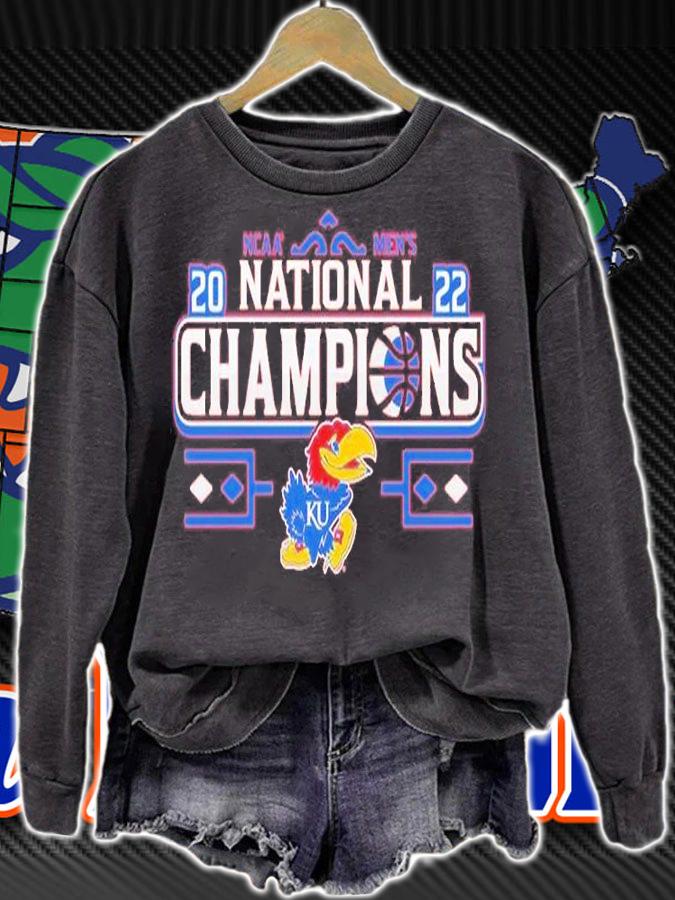 Kansas Jayhawks Blue 2022 NCAA Men's Basketball National Champions T-Shirt sweatshirt
