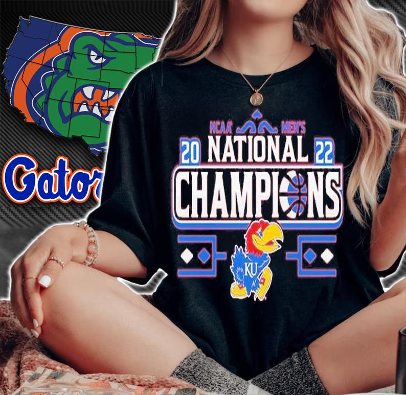 Kansas Jayhawks Blue 2022 NCAA Men's Basketball National Champions T-Shirt woman shirt