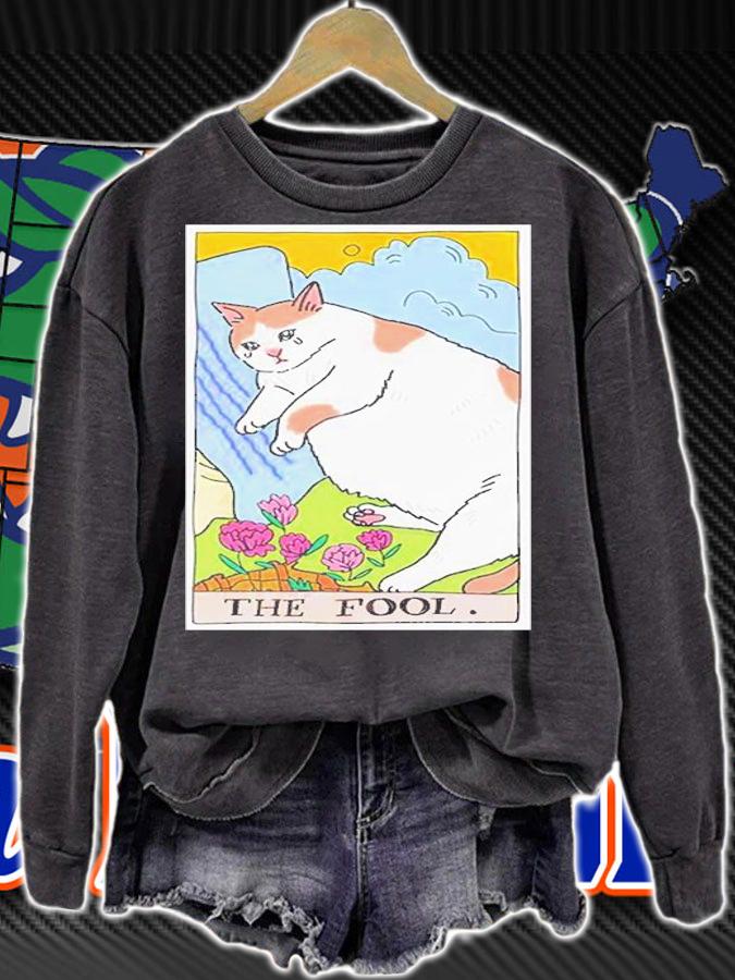 Sad Cat Meme The Fool Tarot T-Shirt sweatshirt