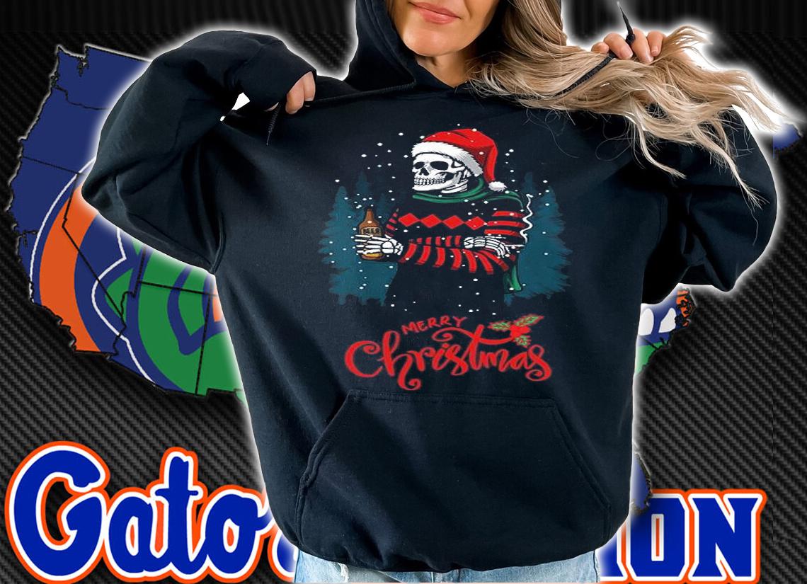 Skeleton Beer Merry Christmas Xmas T-Shirt hoodie