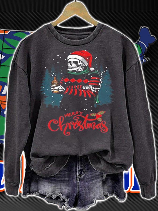 Skeleton Beer Merry Christmas Xmas T-Shirt sweatshirt