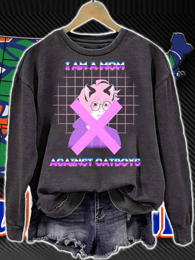 Vaporwave I Am A Mom Against Cat Boys T-Shirt sweatshirt