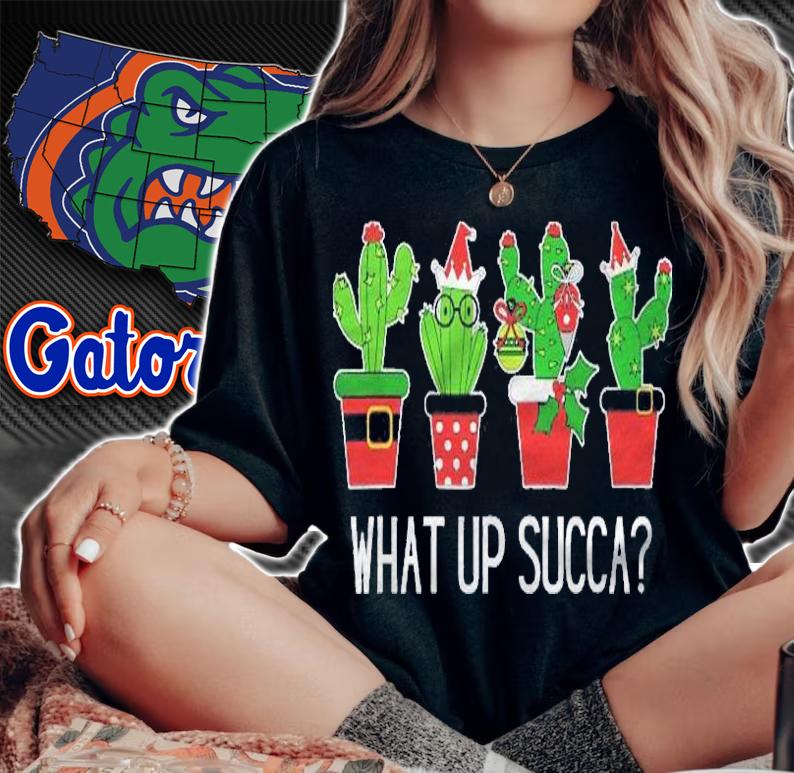 What Up Succa Funny Christmas Succulent Xmas Cactus Gift Shirt woman shirt