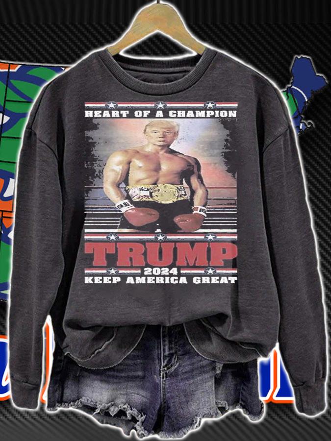 Donald Trump President 2024 Heart Of A Champion Trump Boxing T-Shirt sweatshirt