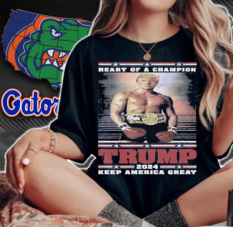 Donald Trump President 2024 Heart Of A Champion Trump Boxing T-Shirt woman shirt