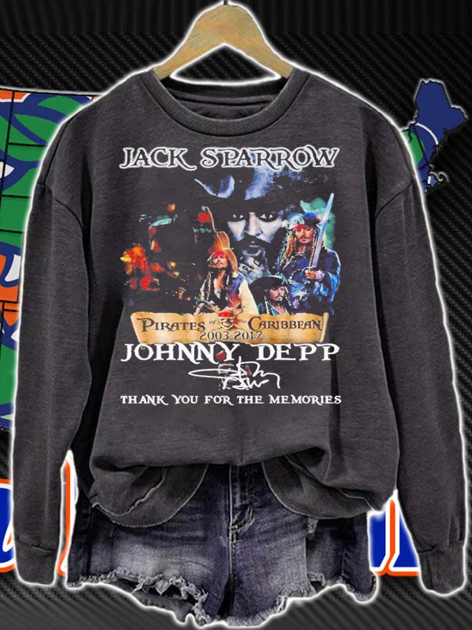Jack Sparrow Pirates of the Caribbean Johnny Depp signature shirt