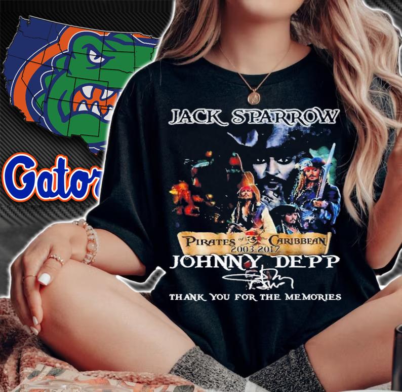 Jack Sparrow Pirates of the Caribbean Johnny Depp signature shirt