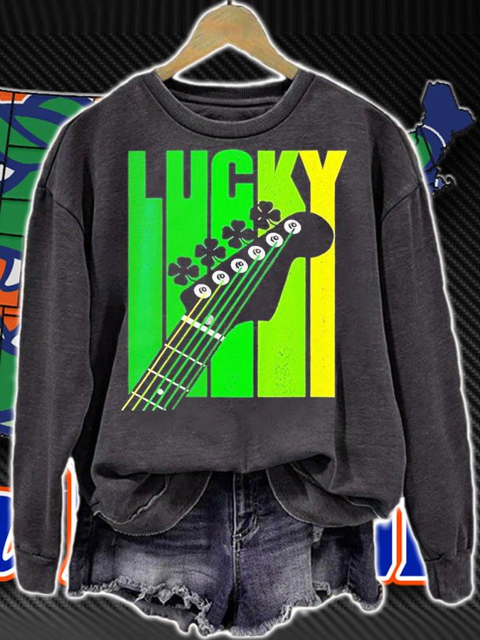 Lucky Irish Shamrock Guitar St Patrick's Day T-Shirt sweatshirt