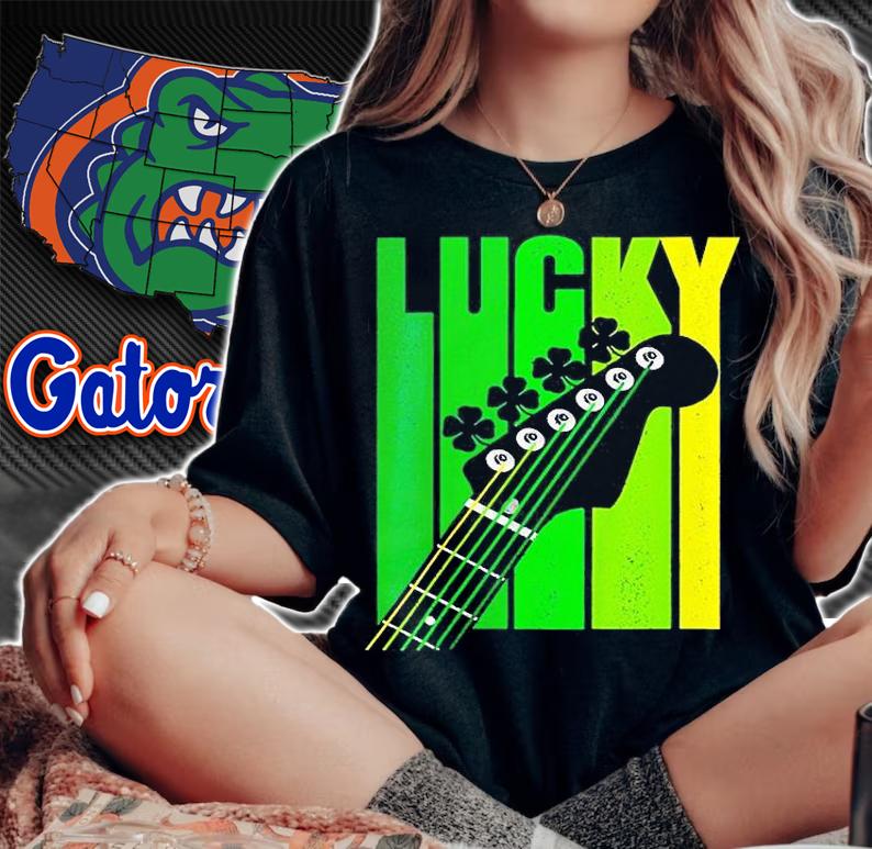 Lucky Irish Shamrock Guitar St Patrick's Day T-Shirt woman shirt