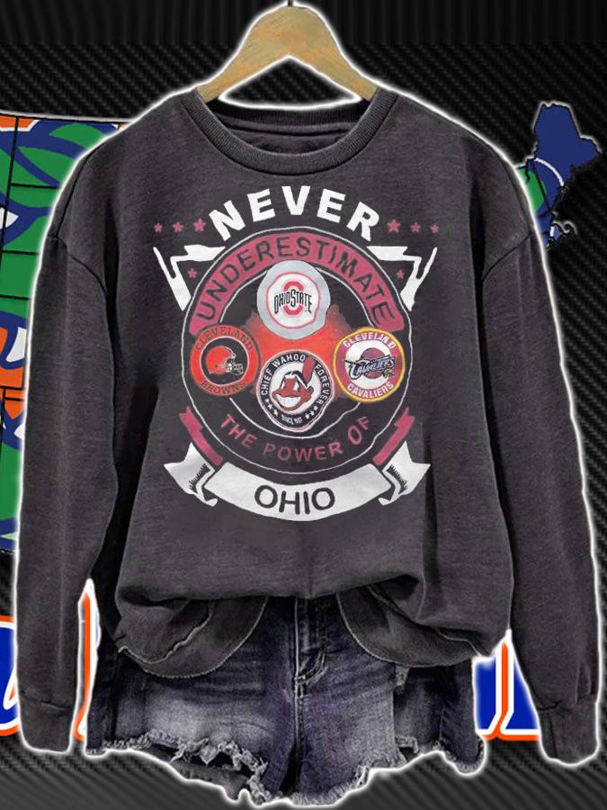 Never Underestimate The Power Of Ohio Ohio State Cleveland Browns Chief Wahoo Forever Cleveland Cavaliers shirt