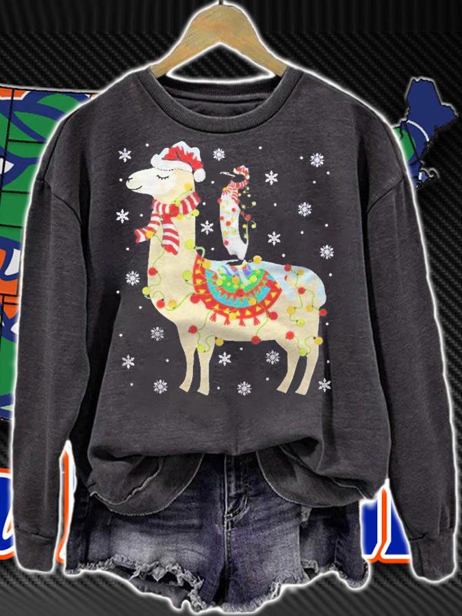 Penguins Xmas Lighting Penguin Riding Llama Christmas Shirt sweatshirt