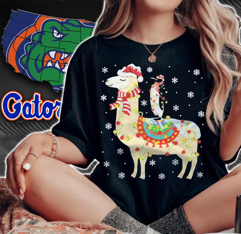 Penguins Xmas Lighting Penguin Riding Llama Christmas Shirt woman shirt