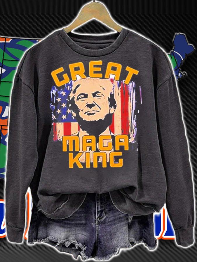 The Great Maga King Trump America Flag Style T-Shirt