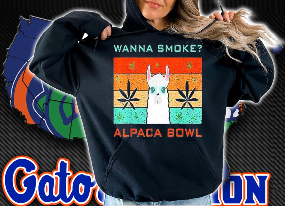 Wanna Smoke Alpaca Bowl Cannabis Weed Retro T-Shirt
