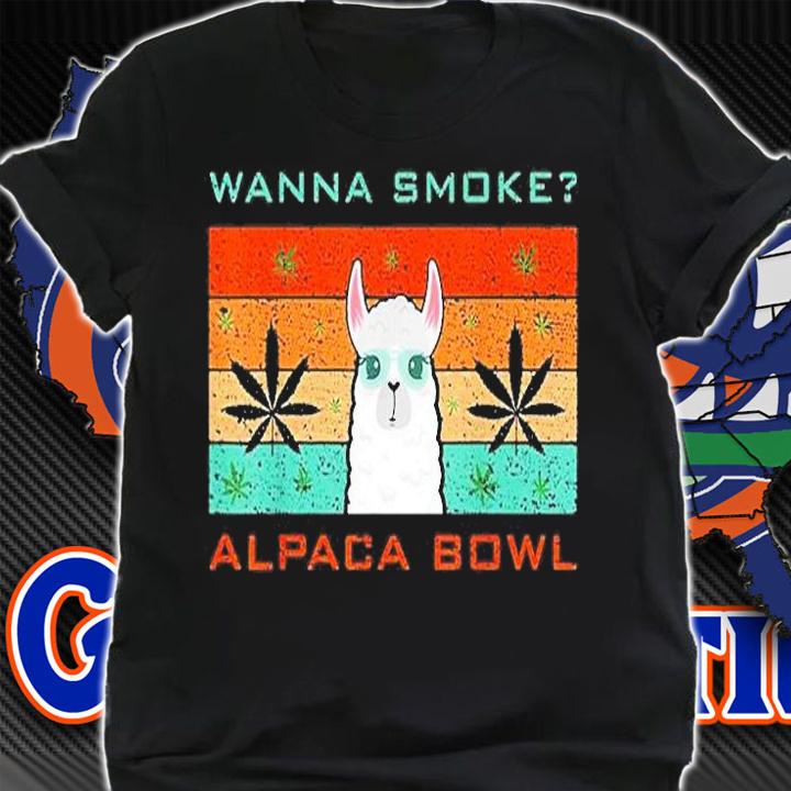 Wanna Smoke Alpaca Bowl Cannabis Weed Retro T-Shirt