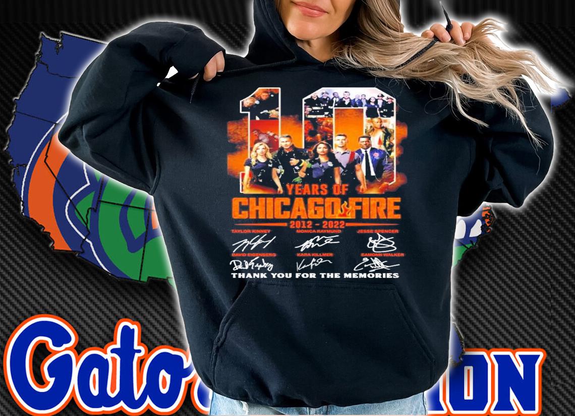 10 years of Chicago Fire 2012 2022 signatures thank you for the memories t-shirt
