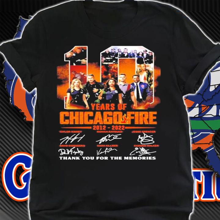 10 years of Chicago Fire 2012 2022 signatures thank you for the memories t-shirt